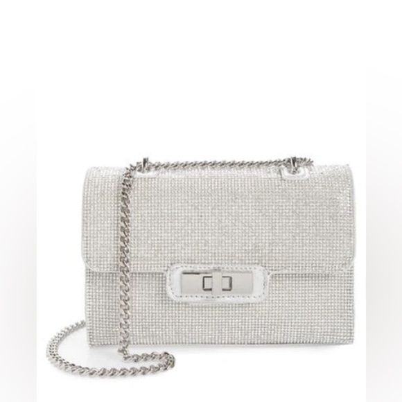 Steve Madden Wonders Diamante Cross Body Bag In Silver - Picture 2 of 10